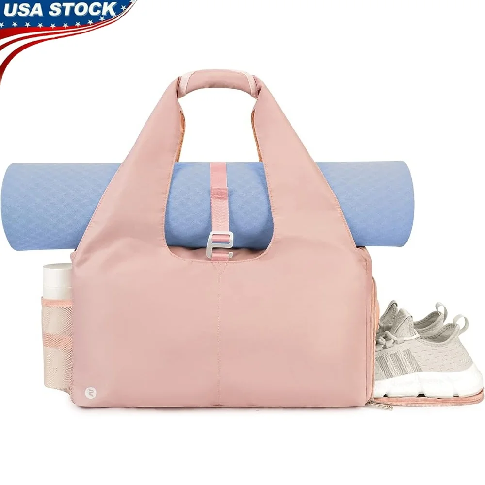 

Yoga Gym Bag Women with Shoes Compartment Adjustable Yoga Mat Holder Wet Dry Storage Pockets Lightweight Durable Nylon