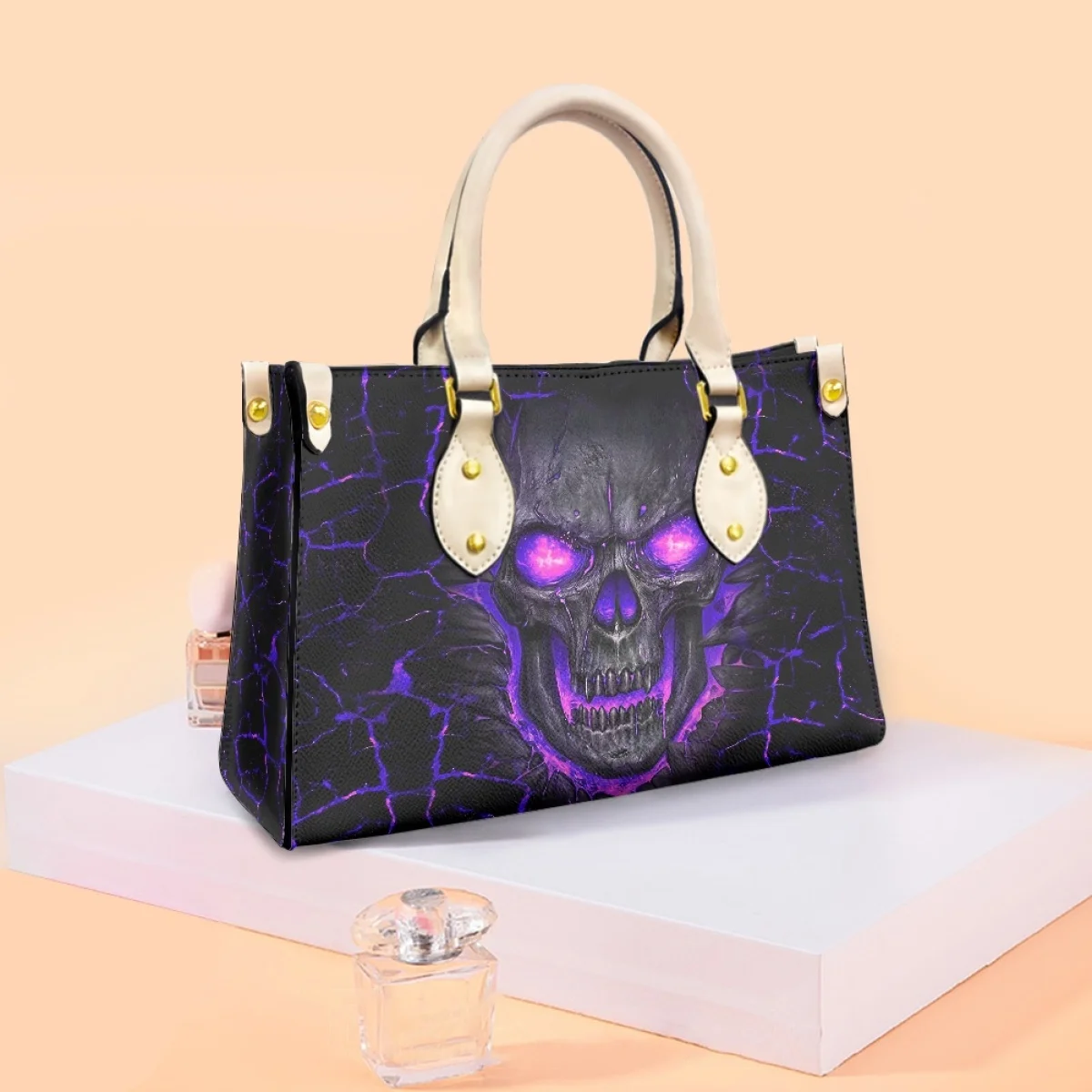 Horrible Skull Heads Ladies Handbags Luxe Purple Flame Shoulder Bags Female High Street Fashion Women's Bags Famous 2022