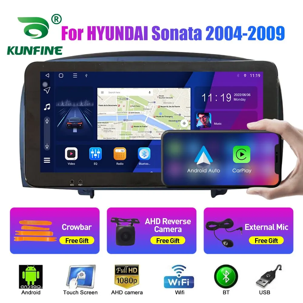 

10,33-дюймовый автомобильный радиоприемник для HYUNDAI Sonata 2004-09 2Din Android, восьмиядерный автомобильный стерео DVD, GPS-навигатор, плеер, QLED-экран Carplay