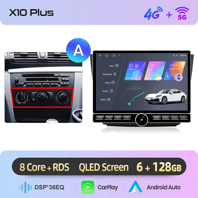 Junsun 13.1″ QLED draadloze CarPlay Android Auto autoradio voor BMW 1-serie E87 E81 E82 E88 2004-2011 intelligente systemen DSP SWC