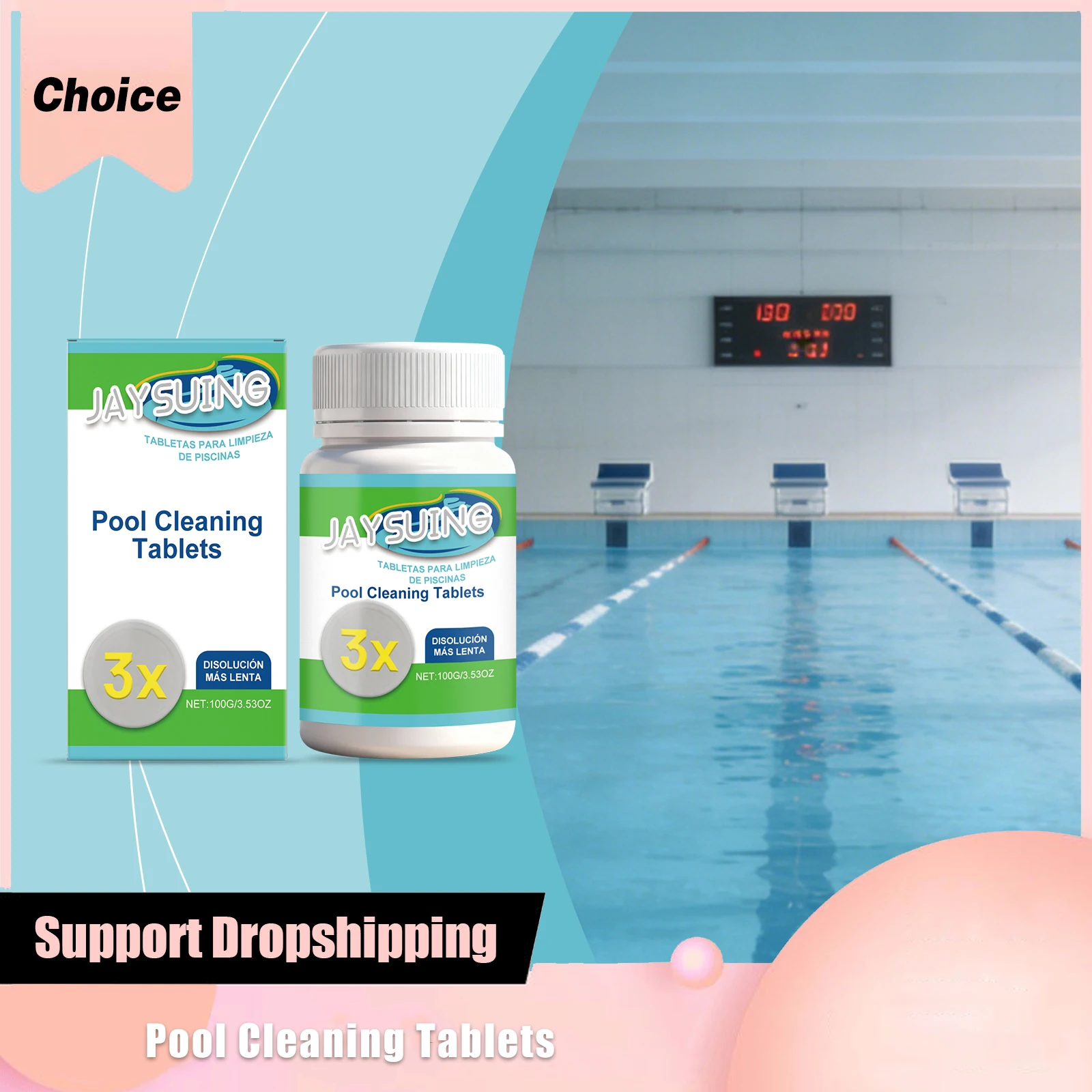 Pool Cleaning Tablets Quick Dissolution Clean Inhibits Impurities Improve Water Transparency Longlasting Pool Cleansing Supplies