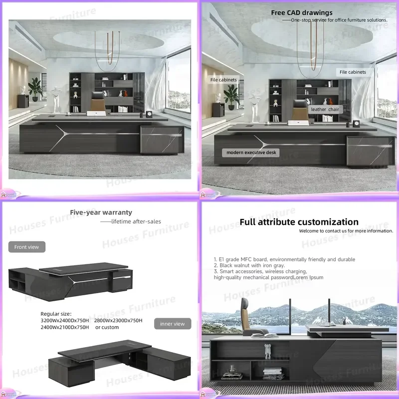 L Shaped Executive Desk Modern Wooden Manager Office Table Scratch Resistant Surface High End Computer Workstation Furniture