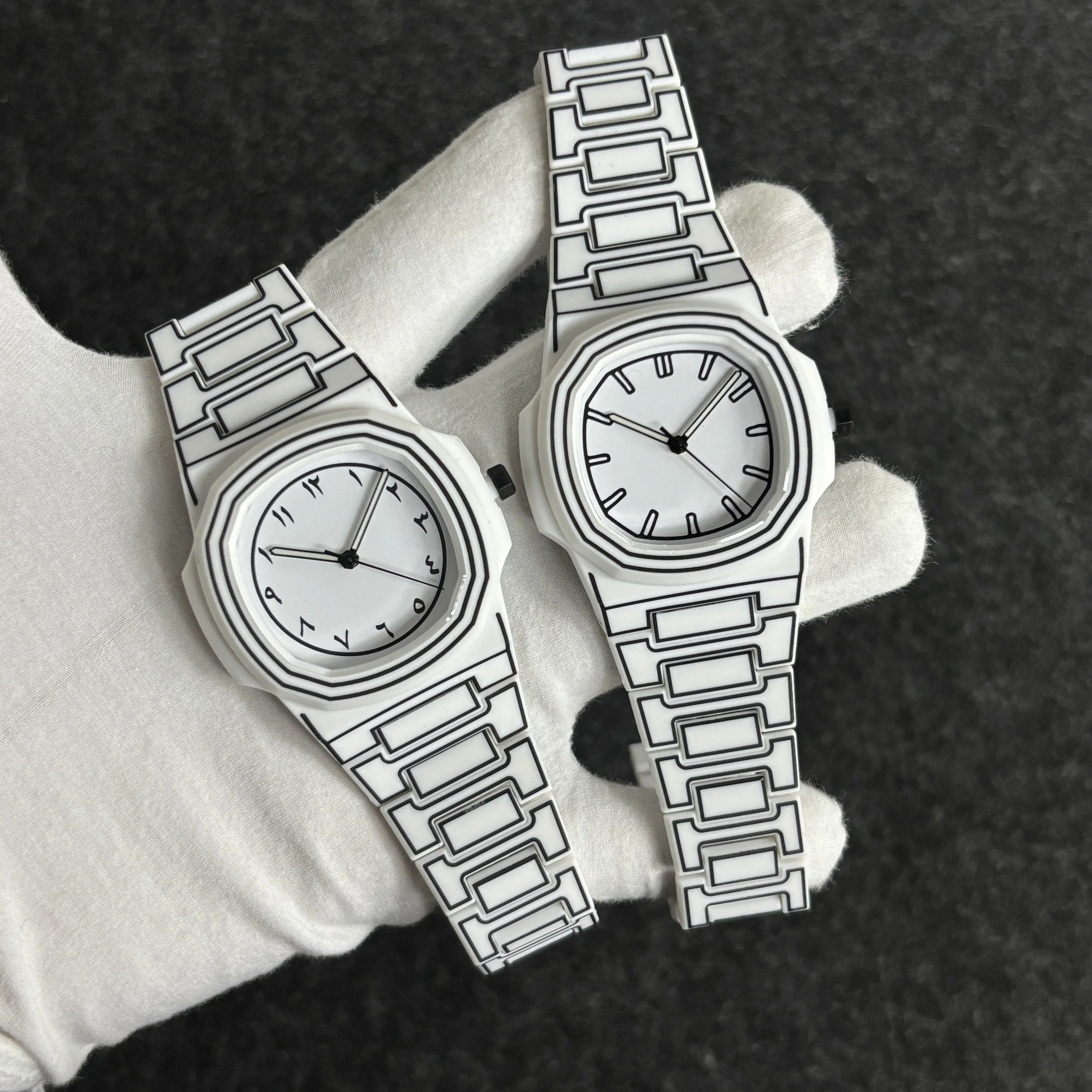 New Creative Fashion Watch for Men & Women Printed Lines Painting Design Octagonal Waterproof Quartz Watch Reloj