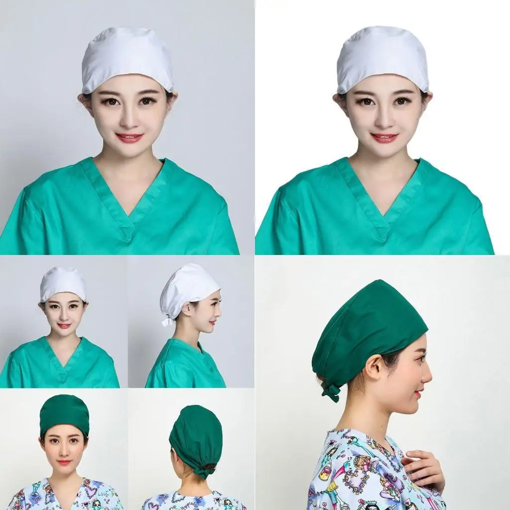 قبعة منتفخة للرجال والنساء من R1WE بلون سادة قابلة للتعديل، قبعة تنظيف للأطباء والممرضات ومستشفى طب الأسنان ومختبر العمليات