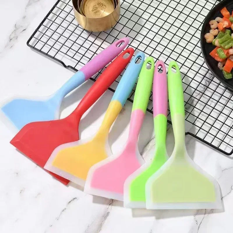 Silicone Pancake Turner Non-stick Fried Egg Turner Beef Meat Pizza Clips Food Grade Spatula BBQ Tools Kitchen Cooking Utensils