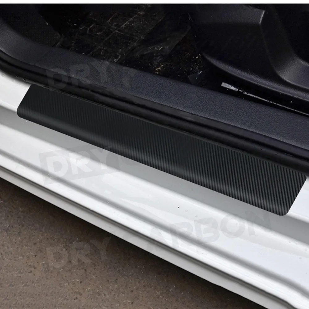 

4Pcs Car Door Sill Protector Door Sill Scuff Plate Carbon Fiber Stickers Cover Door Anti Scratch for Cars SUV with Small Scraper