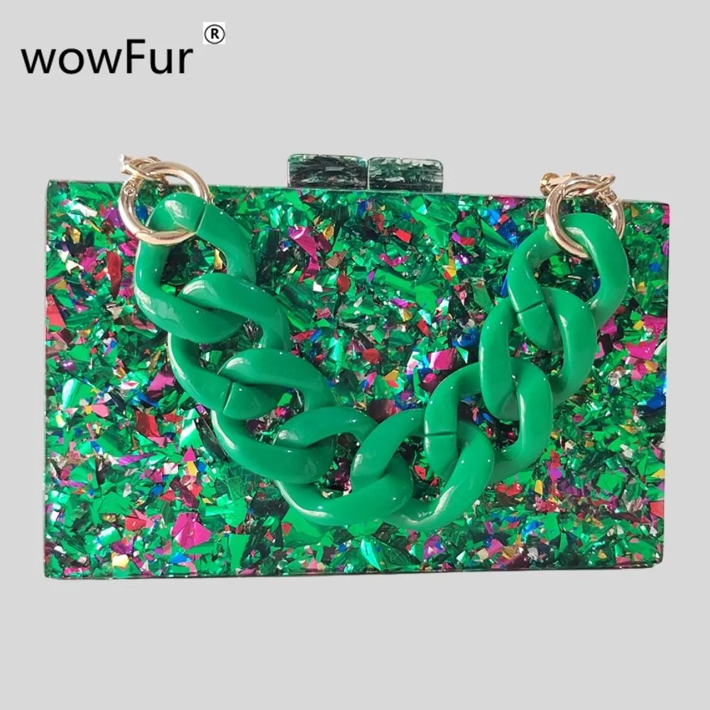 

Bright Green Glitter Luxury Designer Handbag Brand Women Tote Bag Lady Shoulder Bags Acrylic Spring Bags PVC Casual Wallet Purse