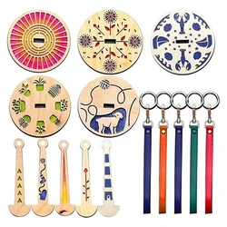 Yarn Holder Wooden Spinning Knitting Tools Crochet Accessories Stand DIY Sewing Thread Spool With Wrist Strap Wool Ball Winder