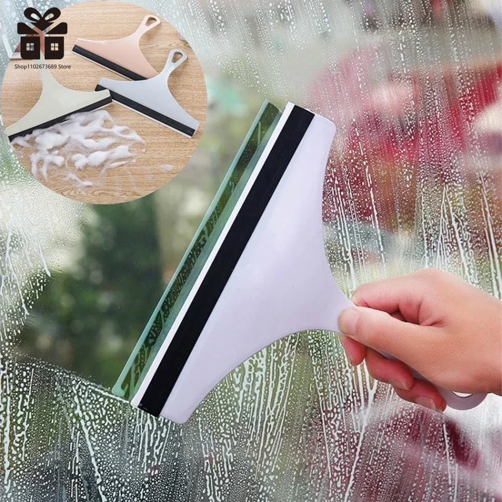 Household Cleaning Bathroom Mirror Cleaner With Silicone Blade Holder Hook Car Glass Shower Squeegee Window Glass Wiper Scraper