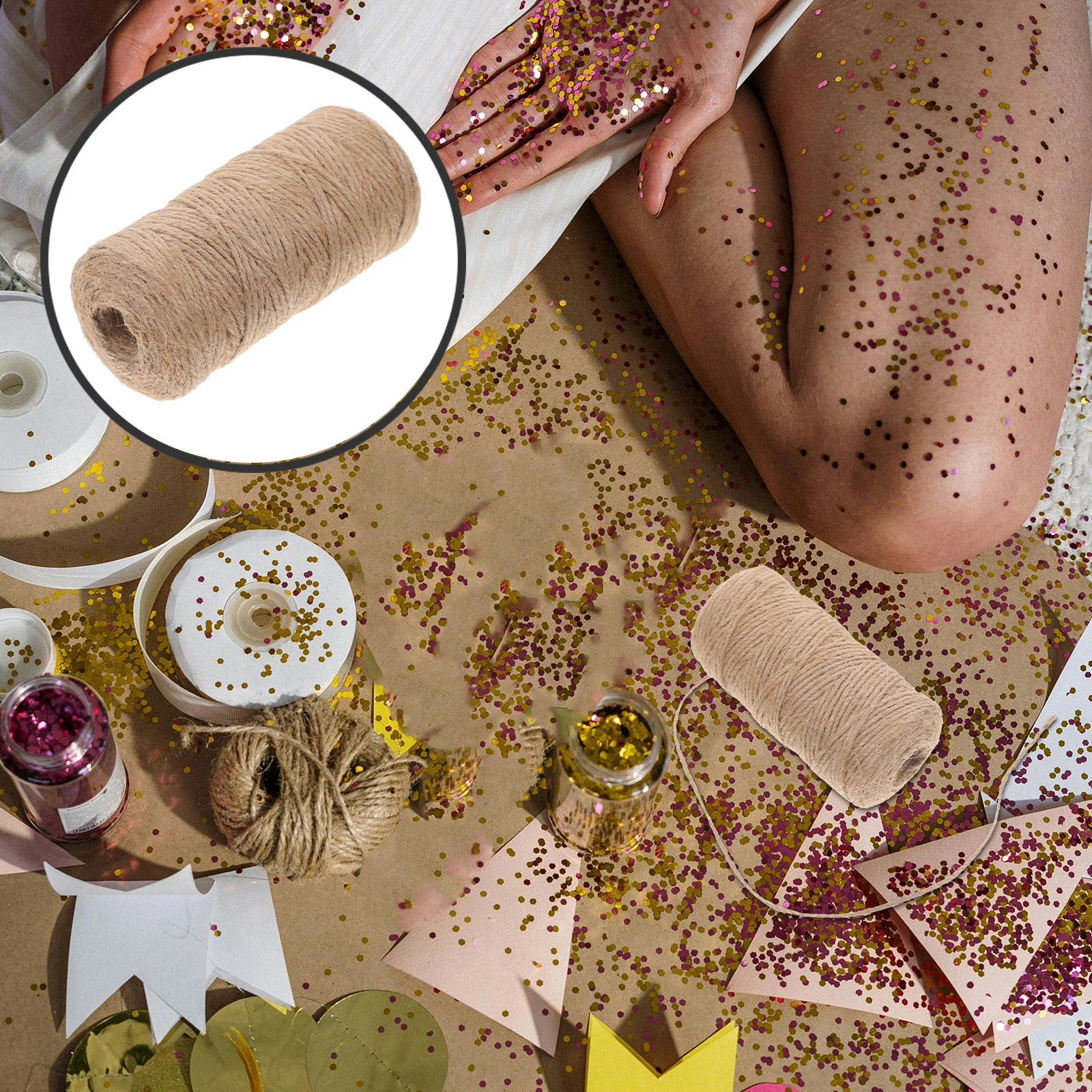 

1 Roll Natural Jute Twine Garden Rope Heavy Duty Craft String For Gift Packaging Wedding Christmas Decorations Binding Reusable