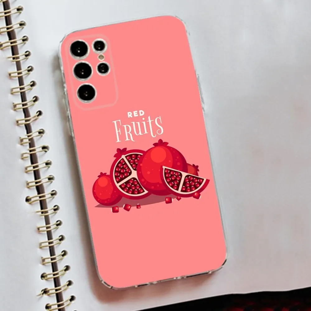 Food Fruit Red Pomegranate Phone Case Silicone Case For Samsung S30,S23,S21,S22,S20 Ultra,S20 FE lite,S10,S9,S8 PIus Cover Clear