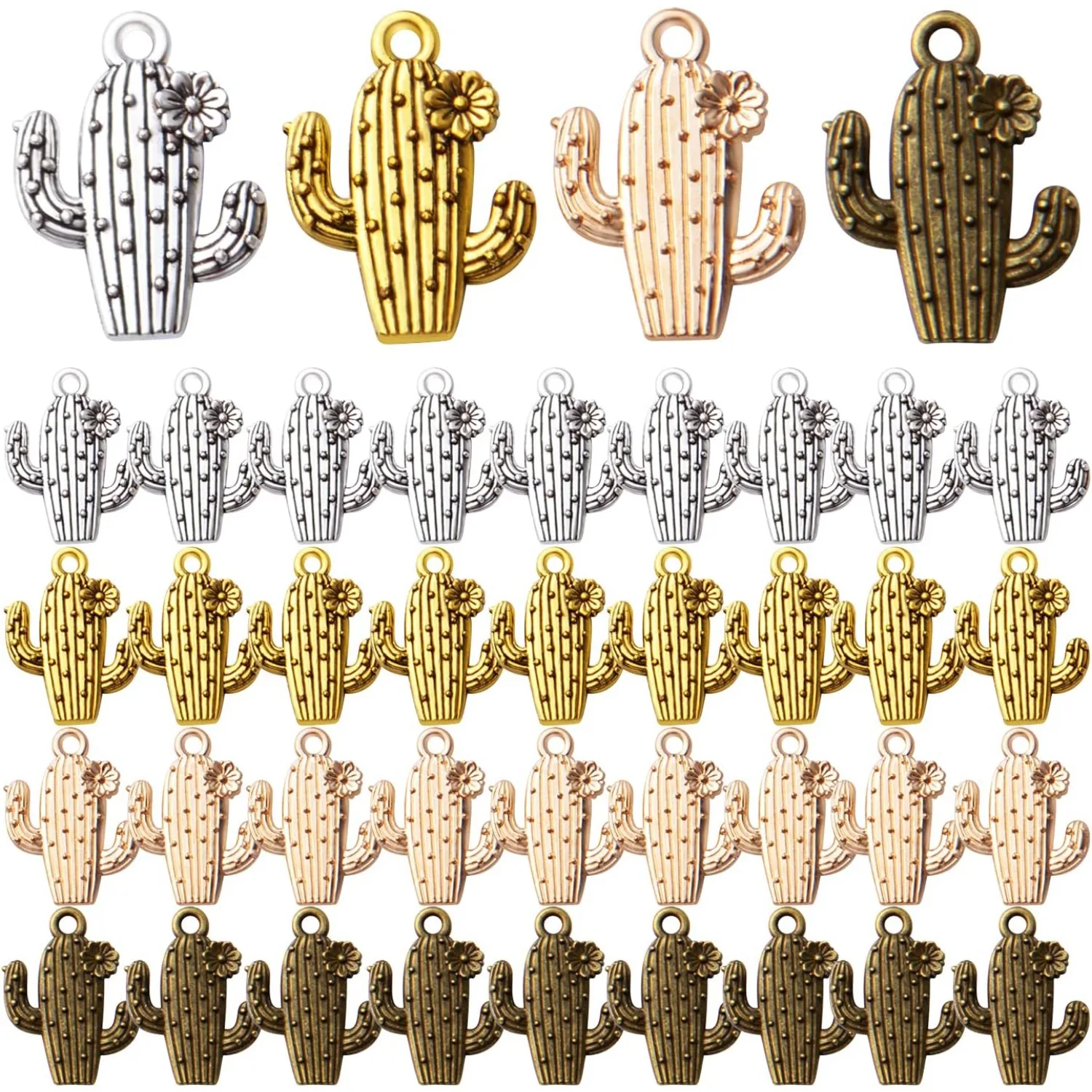 

40pcs Cactus Flower Charm Plant Charms Cactus Charm Pendants Craft Supplies for DIY Earring Necklace Bracelet Jewelry Making