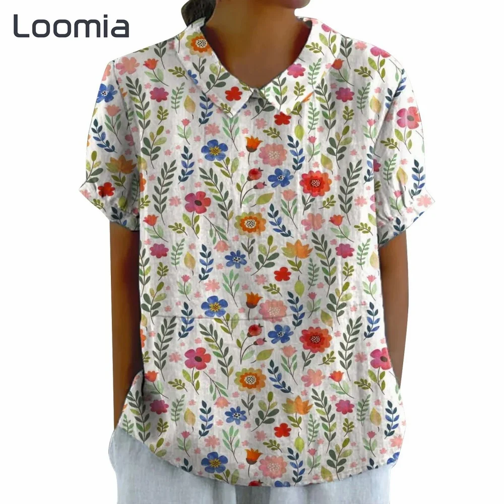 

Casual Floral Print Women's T-Shirt Korean Reviews Many Clothes Woman Clothes Korean Reviews Many Clothes Lapel Female Clothing