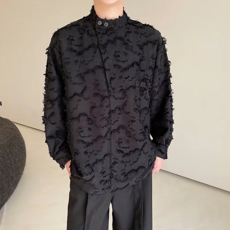 Men's shirts long-sleeved 2025new Spring trend tops casual Stand collar pullover shirt casual daily wear Spring and autumn model