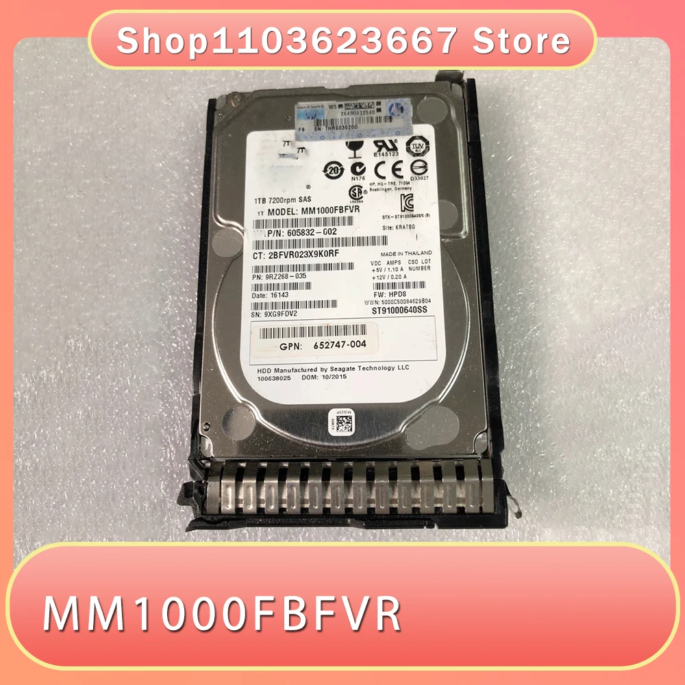 For HP 652749-B21 653954-001 1T 2.5-inch 7.2K SAS G8 Hard Disk MM1000FBFVR