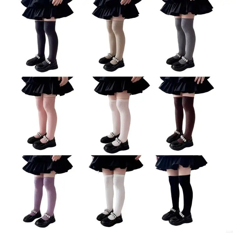 

N1HB 1 Pair Cotton Stockings Kids Over the Knee Socks for School Daily Comfortable