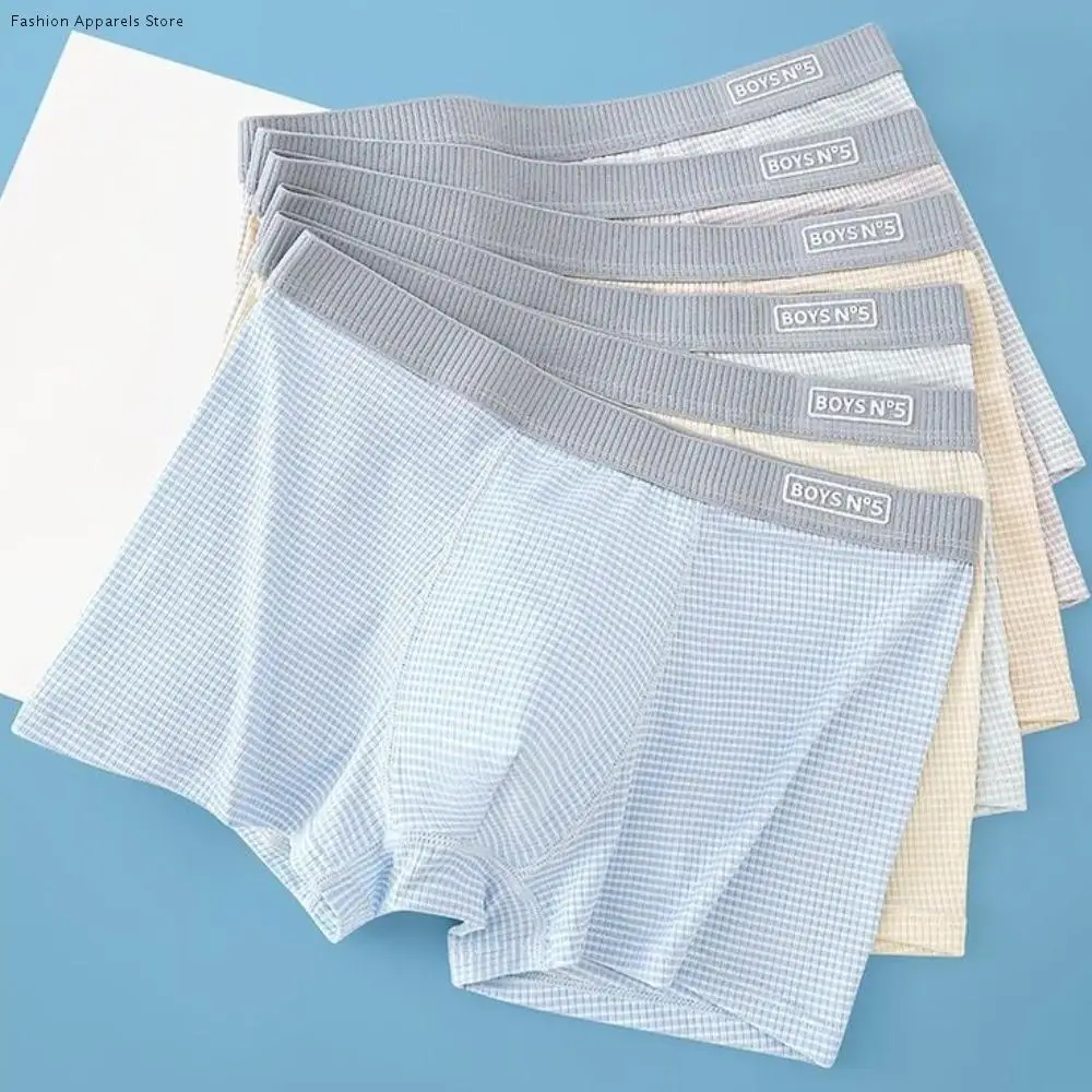 

4Pcs Simple Thin Ice Silk Boxer Briefs Mid Waist Underpants Ice Silk Boxers Lingerie Teenager Underwear for Men Summer Spring