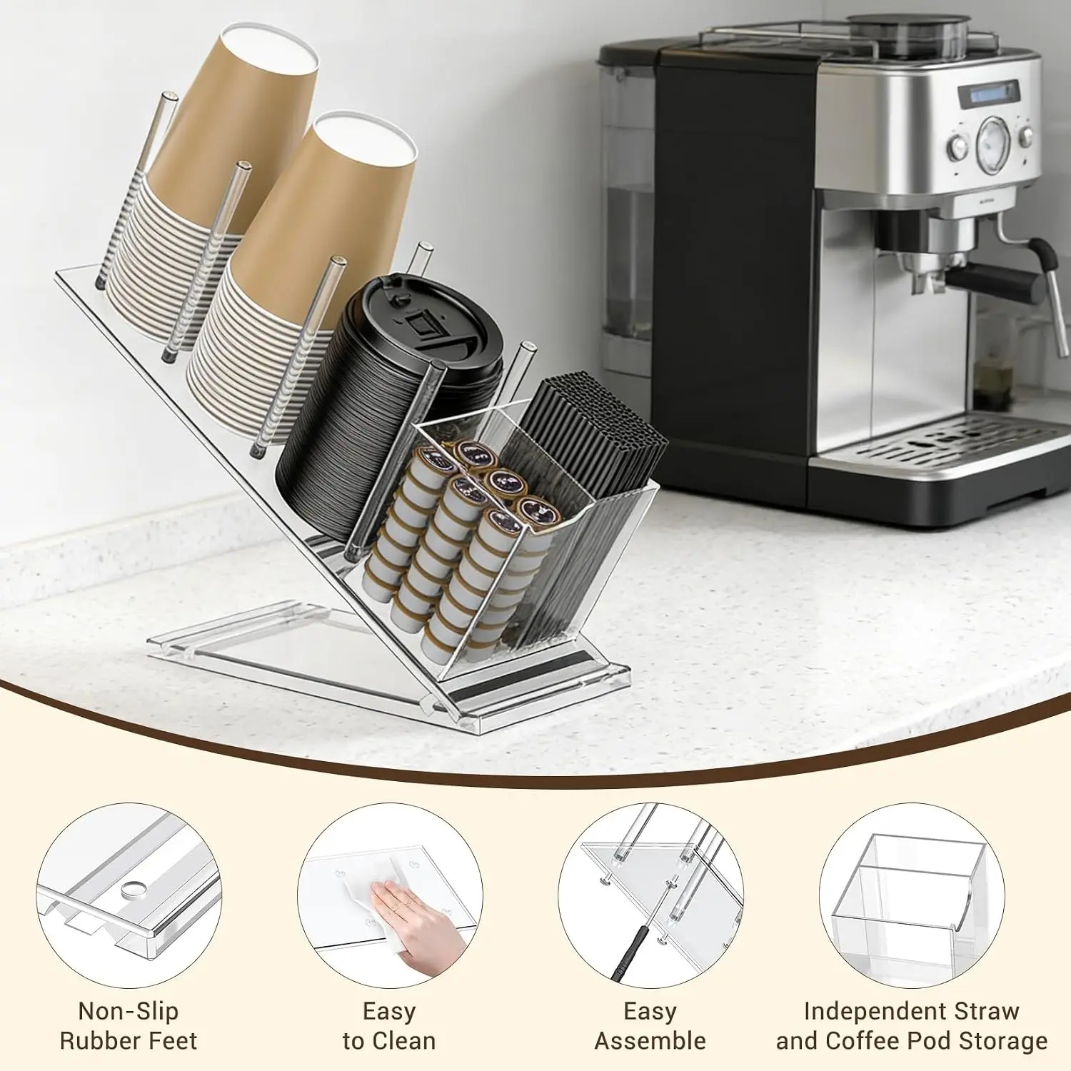 Garvee 1pcs Acrylic Transparent Coffee Capsule Holder - Acrylic Coffee Capsule Holder, Transparent Coffee Capsule Rack, Coffee Capsule Storage Organizer