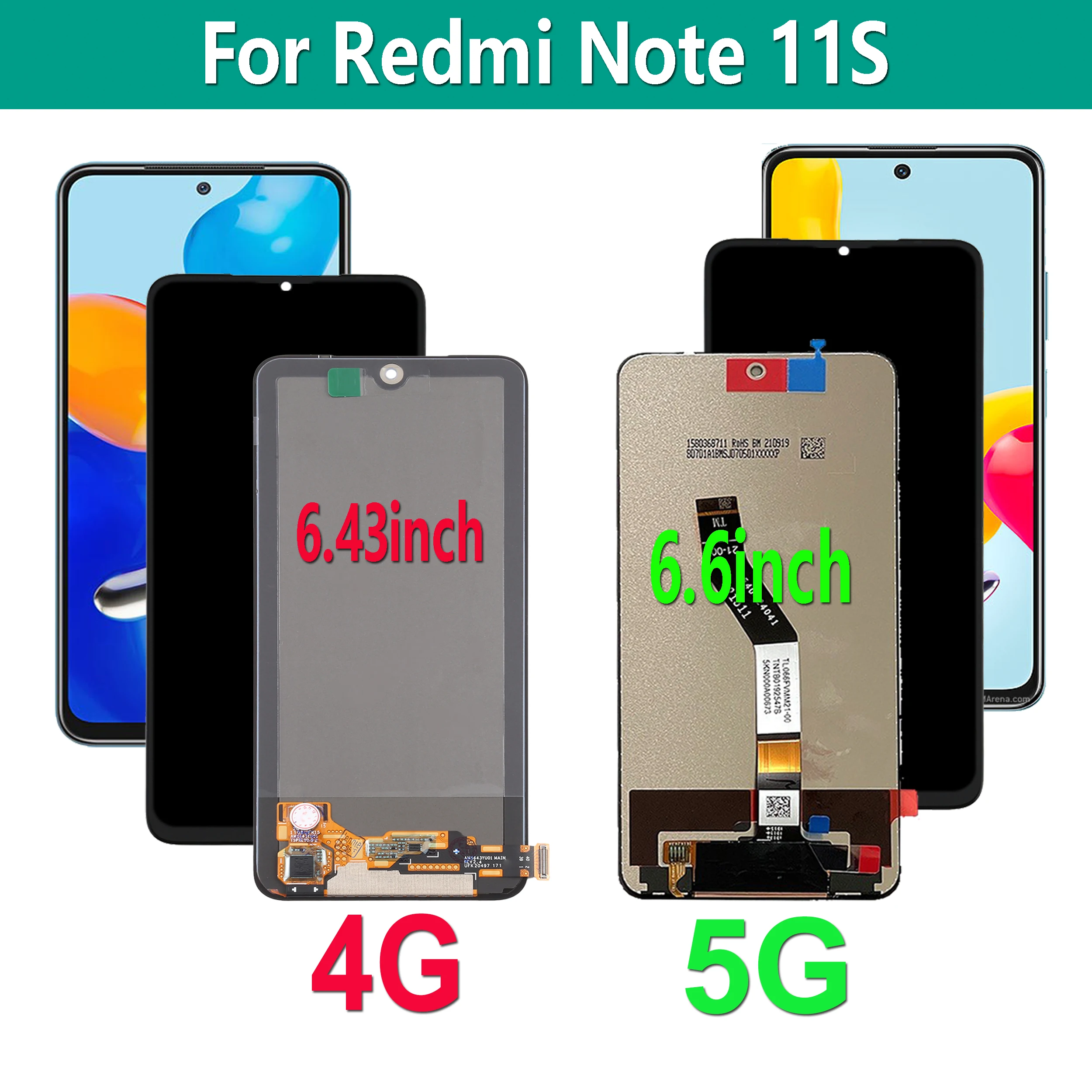 

For Redmi Note 11S 22031116BG 2201117SG 2201117SI LCD Display Touch Screen Digitizer Assembly