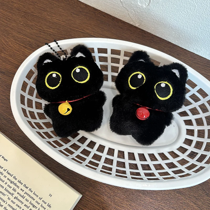 

WT 1pc Plush Charms Car Keyring Accessories Bag Pendant Cool Plush Black Cat Doll Toy Keychain For Women Couples Kawaii Gift