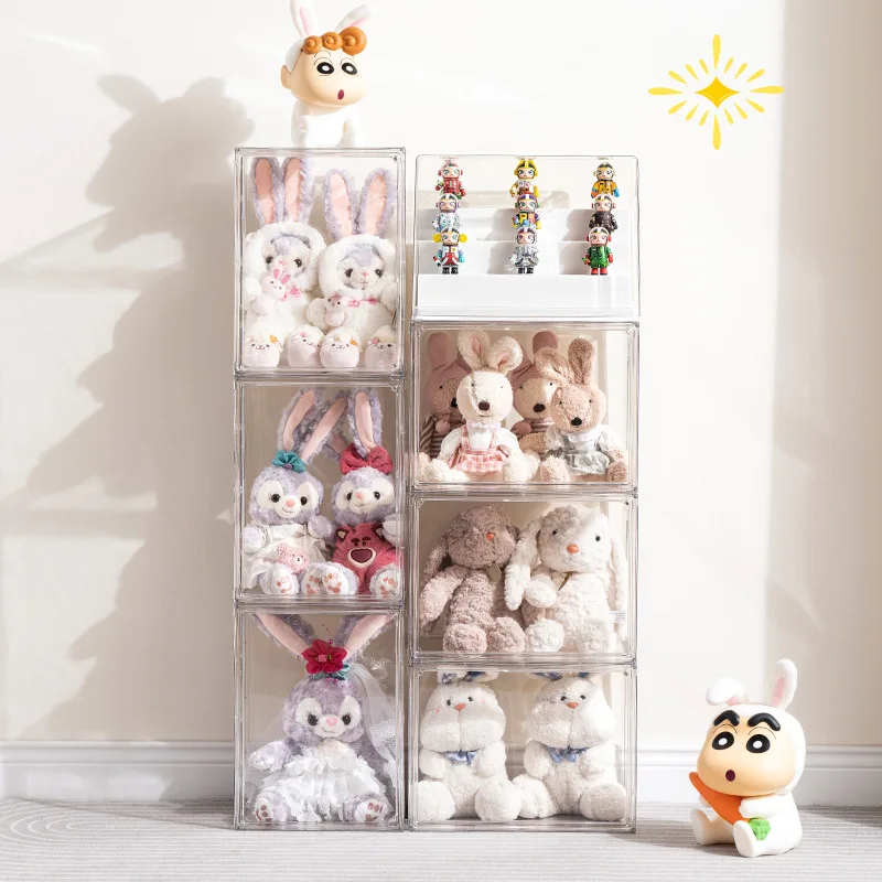 Transparent Storage Box Toy Display Storage Rack Plush Doll Magnetic Absorption Display Box Dust-proof Toy Model Display Frame