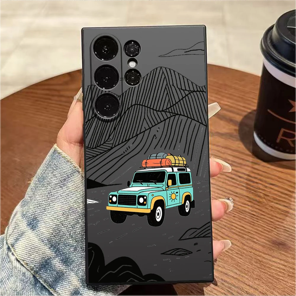 Adventure Car in Mountains For Samsung Galaxy S25 S24 Ultra S23 S22 S21 S20 Ultra FE Plus Note 10 20 Lite Fashion Soft Cover