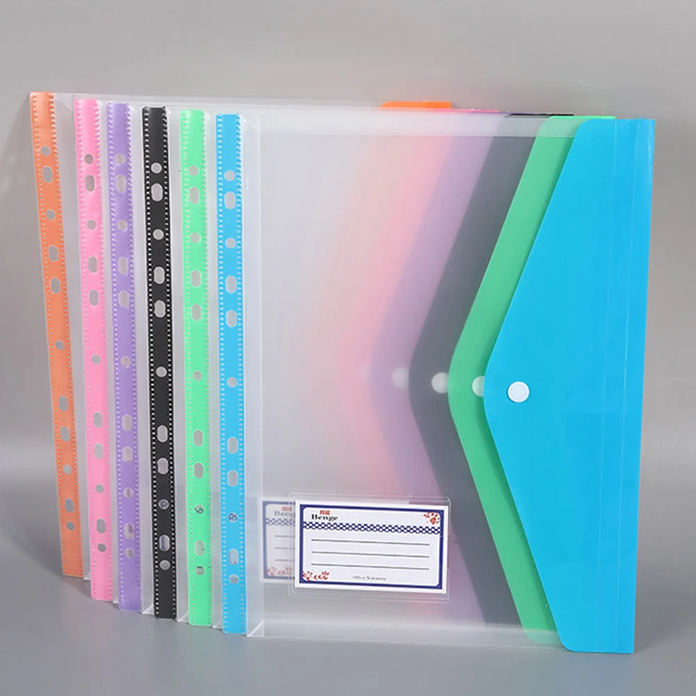 Snap Button Storage Bags One Each for Blue File Folders Binder Pouches Document Student Use
