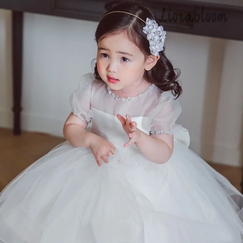 Abito da damigella personalizzato multicolore in tulle bianco, vestito da cerimonia per donna, abito da sposa