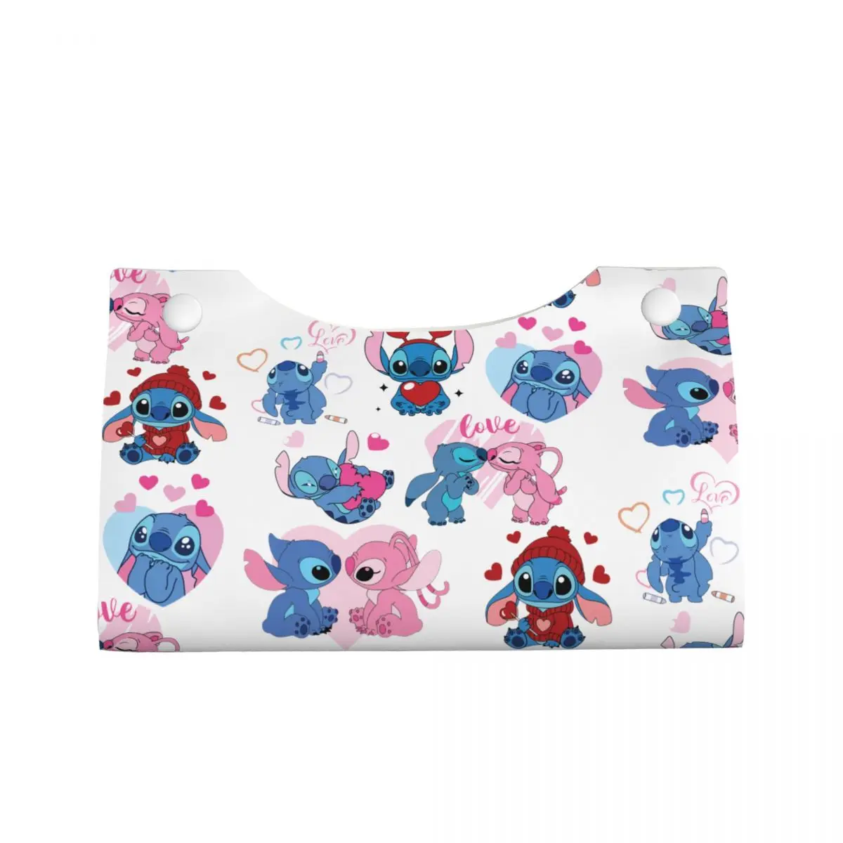 Custom Stitch Angel Love Tissue Box Cover Rectangular PU Leather Animated Facial Tissues Holder for Office