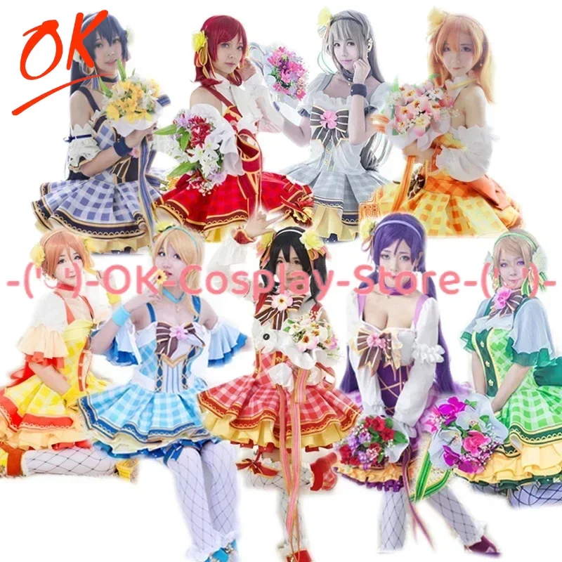 OK Lovelive! Bouquet Hand Flower Awaken Love Live All Members Suits Umi Kotori Maki Nico Rin Cosplay Costume Cute Lolita Dress