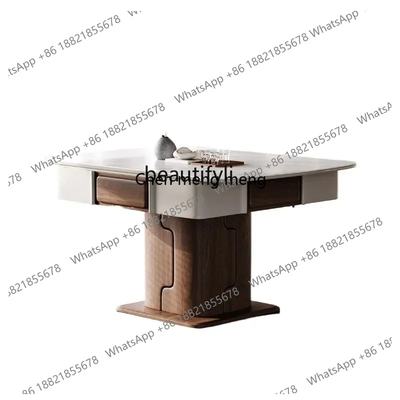 LHY26 ssNew Light Luxury Chinese Style Solid Wood Mahjong Table Rubber Wood Dining Table Dual-Use Automatic Household Mahjong Ma