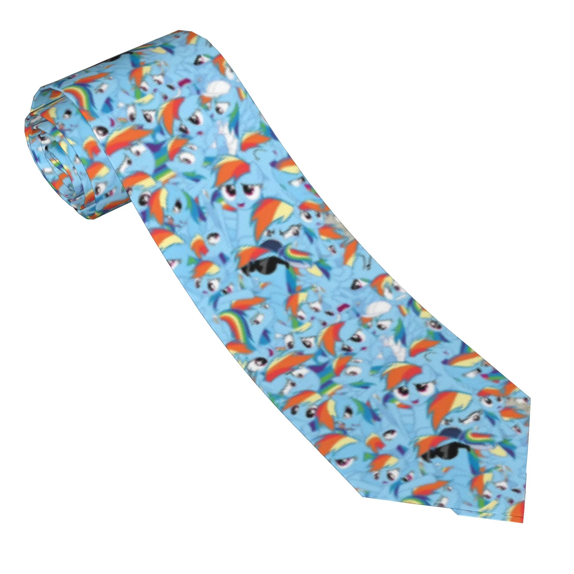Rainbow Dash Mess Necktie Silk 8 cm Classic Neck Tie Ponies Friendship is Magic for Men Suits Accessories Gravatas Cosplay Props