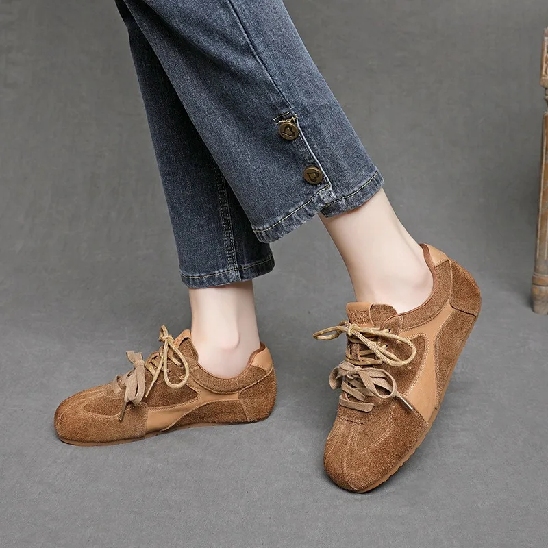 Cowhide Popular Autumn New German Training Shoes Women's Retro Soft-soled Forrest Gump Sports Leisure Sneakers