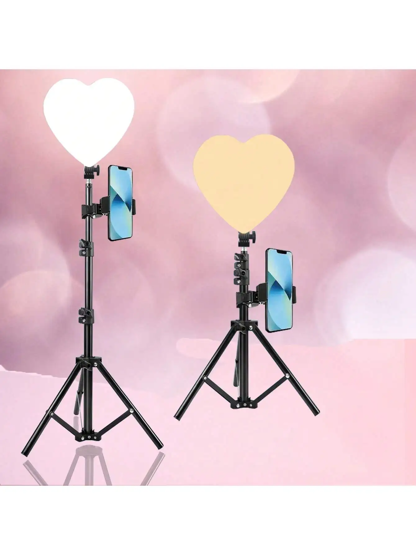 10 Inches Dimmable Heart-Shaped Fill Light  1.1 Meters Telescopic Tripod Cell PhoneLive Support Set Soft Light Selfie Artifact