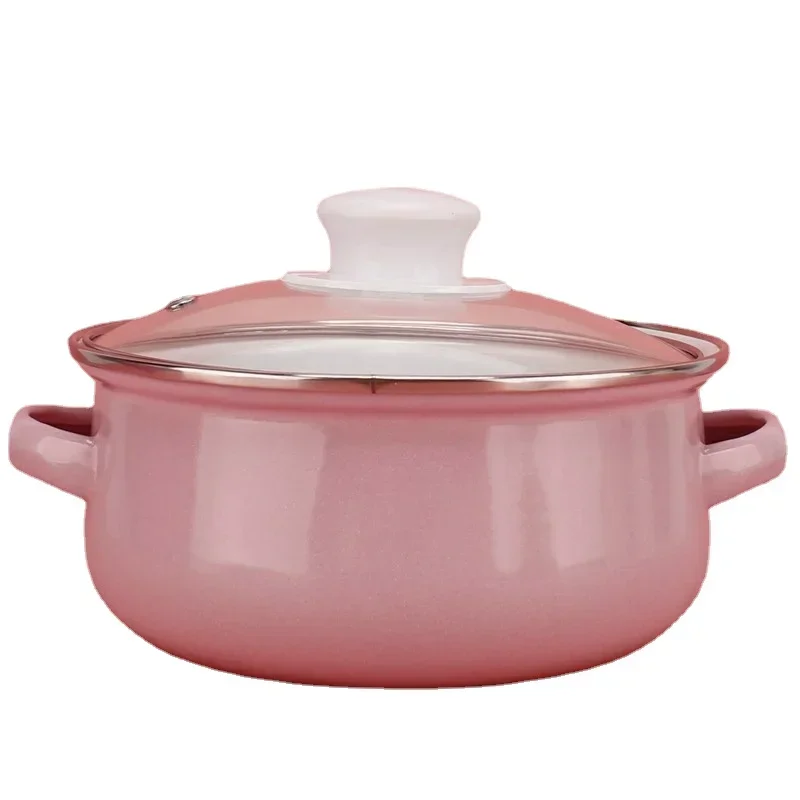 Pink Kitchen Soup Pot Cooking Food Prefered Small Ramen Stock Pot Noodle Cute Glass Lid Pote Mantimentos Pot Groceries OB50DG