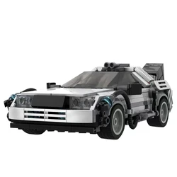 408PCS Hot Deloreaned Back To The Future Racing Car Time Machine Model DlY Building Blocks Juguetes For Kids Toys Birthday Gifts