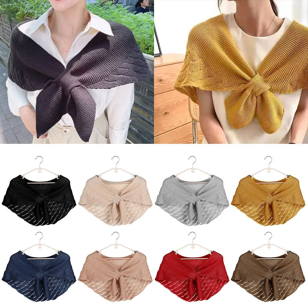 

Женский вязаный теплый ветрозащитный шарф с искусственным воротником, мягкая винтажная съемная повседневная шаль для футболки, костюм с капюшоном, рубашки