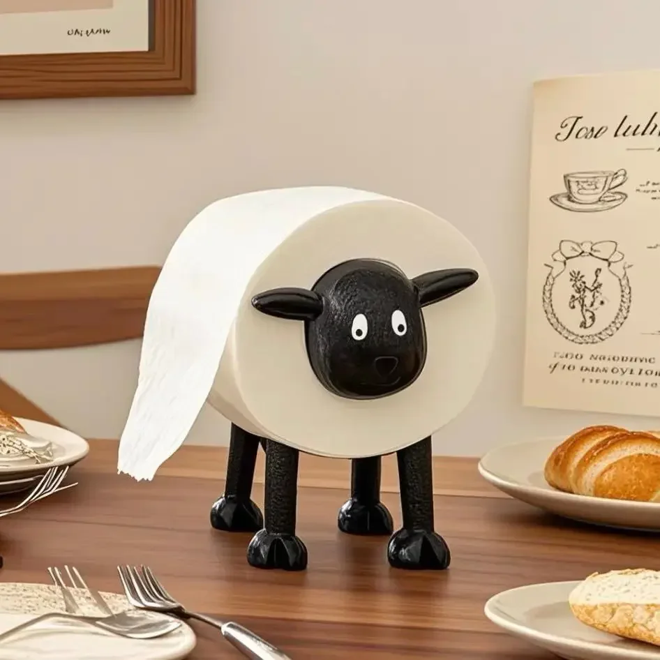 

Summer Resin Sheep Toilet Paper Holder Stackable Animal Tissue Organizer Creative Bathroom Decor for Farmhouse Modern Homes baño
