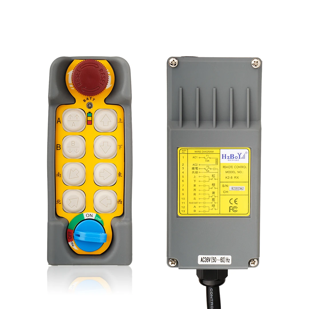 2025 hot sale K2-8 8-Keys Industrial Crane Remote Control Wireless Radio Receiver ABS/PC Waterproof Shockproof 1-Year Learning