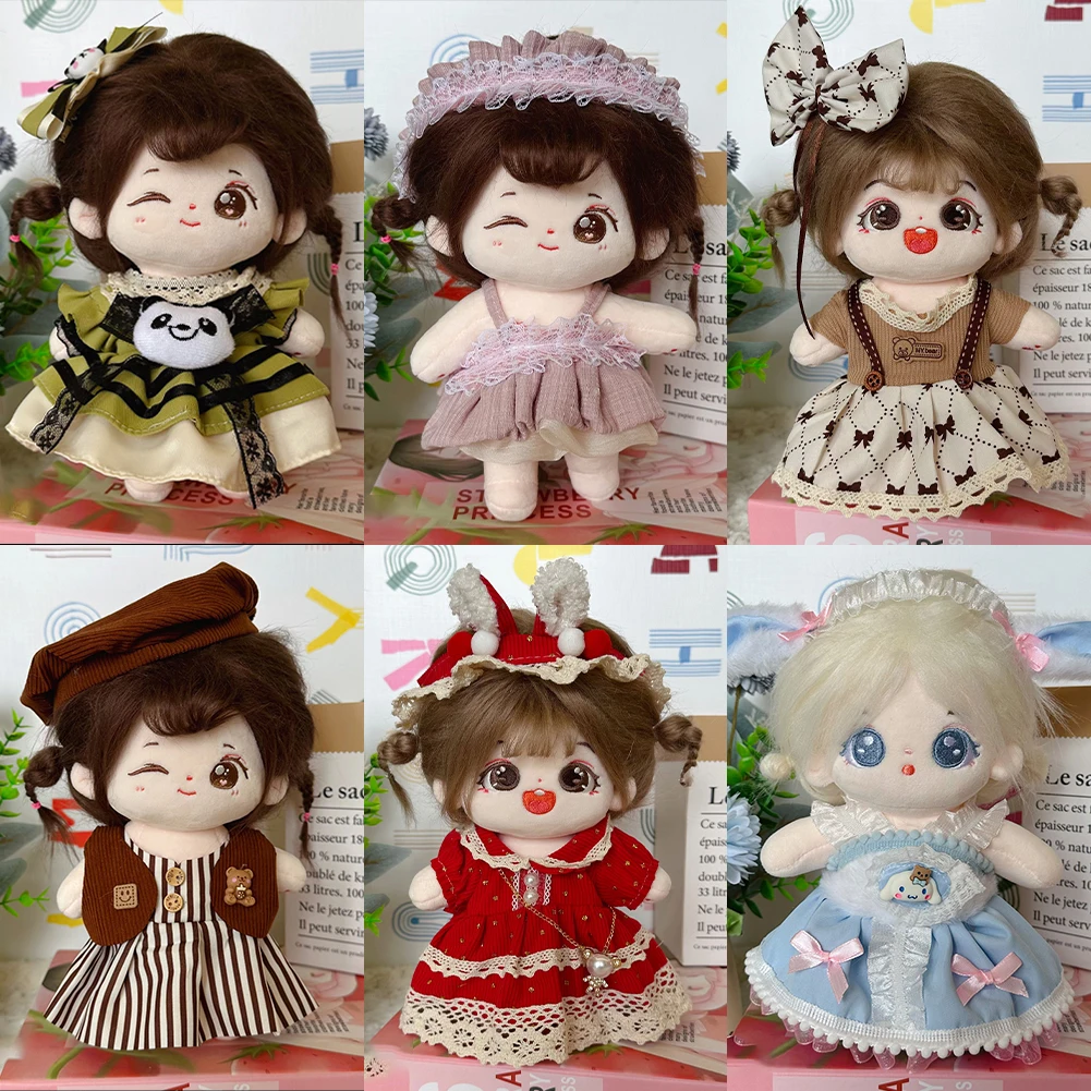 20cm Cotton Doll Clothes Dress Doll Clothing Suspender Skirt Doll Winter Clothes Lovely Plush Star Doll Clothes Doll Accessories