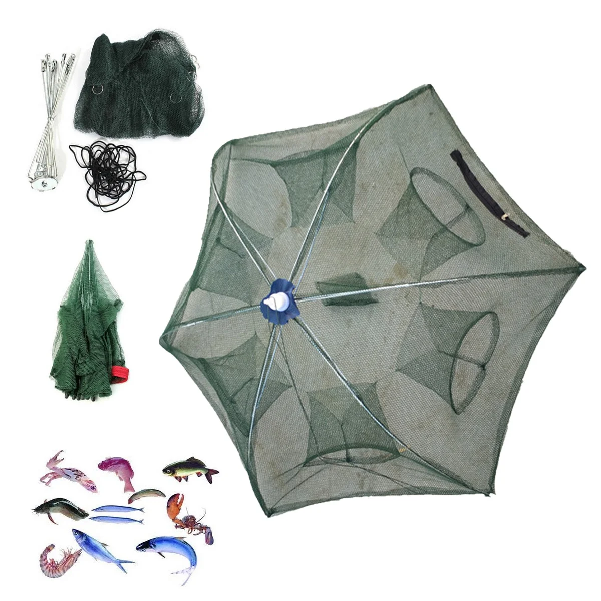 

Lightweight Foldable Fishing Umbrella Design Strong Durable Easy Open Pull Up Special Zipper For Fish Crab Lobster Crawfish