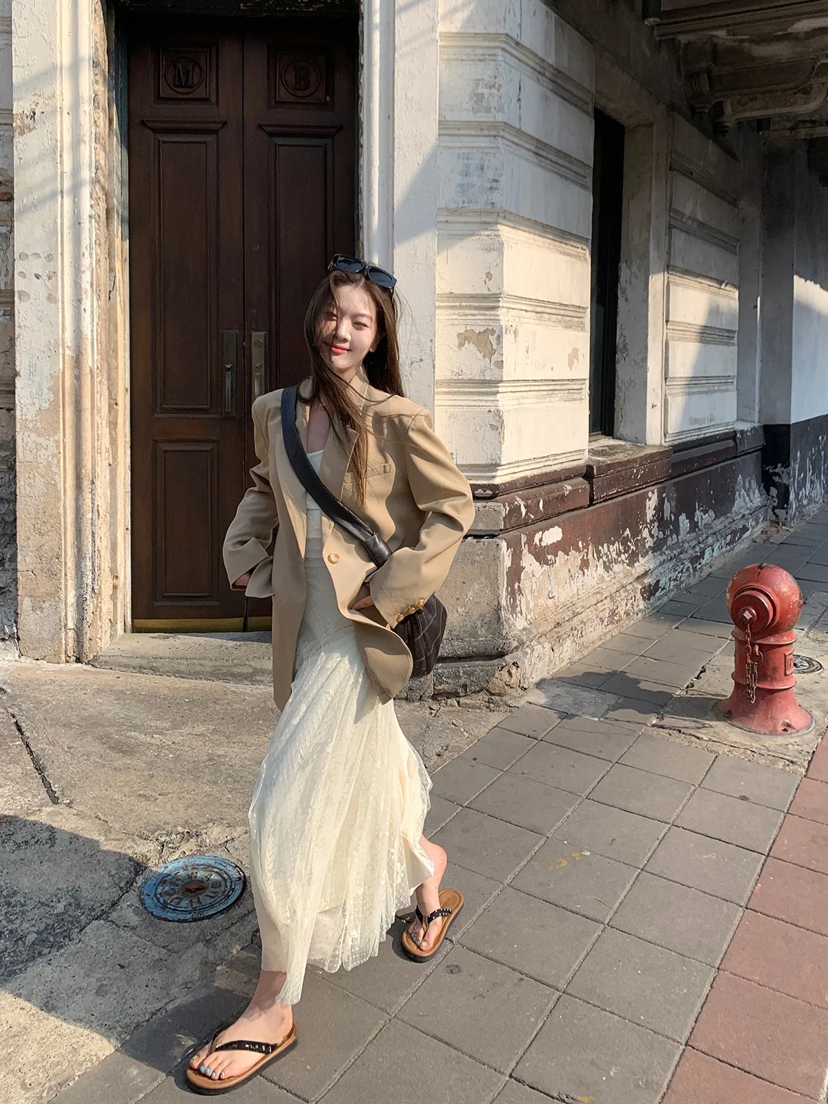 

Khaki Color Wooden Incense West Suit Outerwear Versatile High-End Feeling Top Women's Busin Formal Long Sve Coat