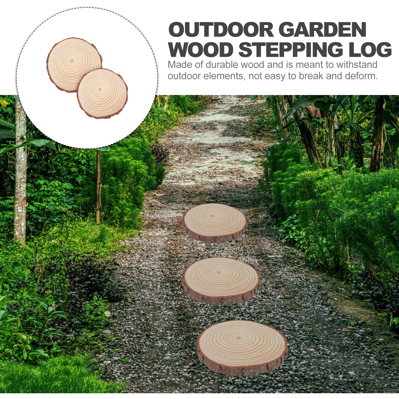 

2pcs Stepping Durable Wooden Outdoor Pathway Garden Stepping Stones Outdoor Stones for Walkway Cement Decoration Khaki