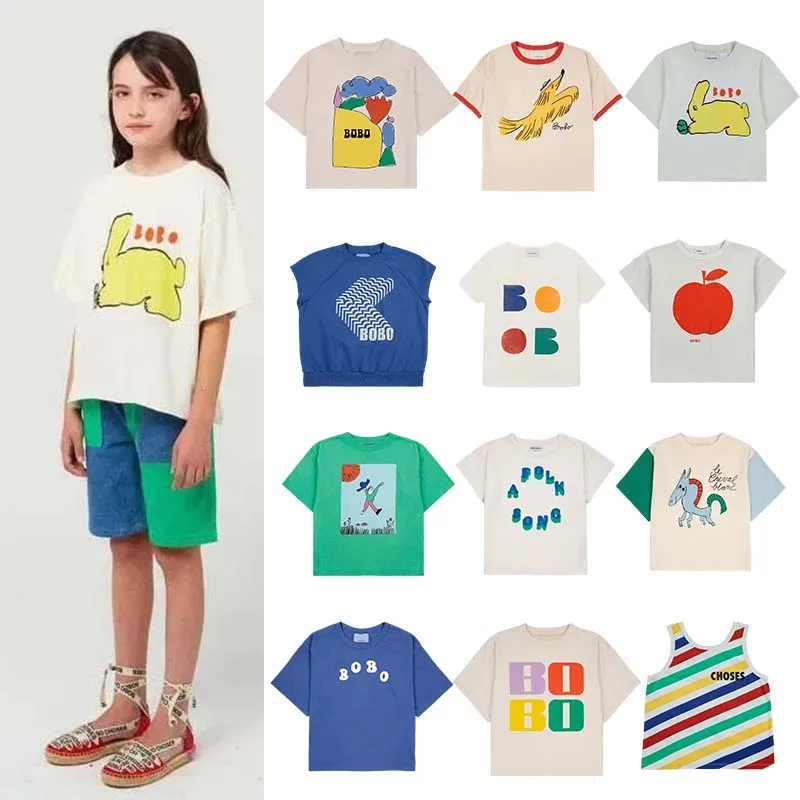 Organic Cotton Short Sleeve Kids T-Shirts 25 Summer Boys Girls Tops Breathable and Soft Inside Short-sleeved T-shirt