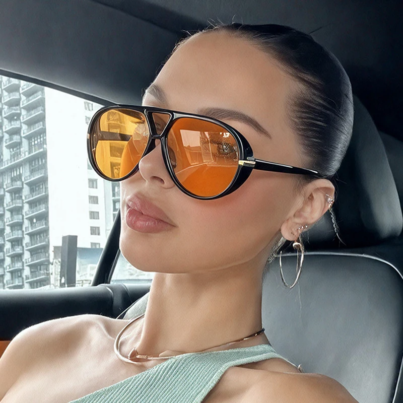 

New Pilot Sunglasses for Men and Women Fashion Luxury Large Frame Glasses Outdoor Driving Sunglasses Men's Punk Goggles UV400