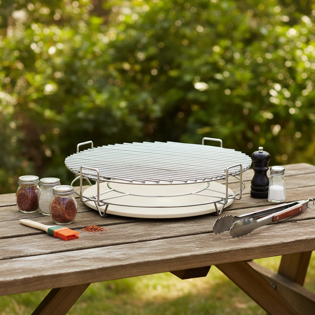 Divide & Conquer Cooking System BBQ Kamado Accessory Pizza Stone Divide Conquer Stainless Steel Cooking System Sets Charcoal
