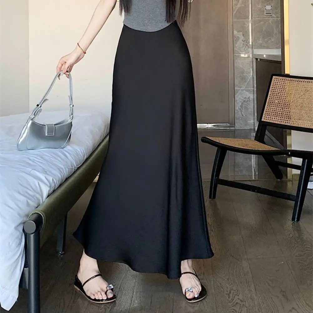 Юбка с эластичной резинкой на талии. Элегантная женская юбка «рыбий хвост» с высокой талией. Дизайн трапециевидной формы. Подтягивающий фигуру силуэт. Сплошной цвет на весь день.