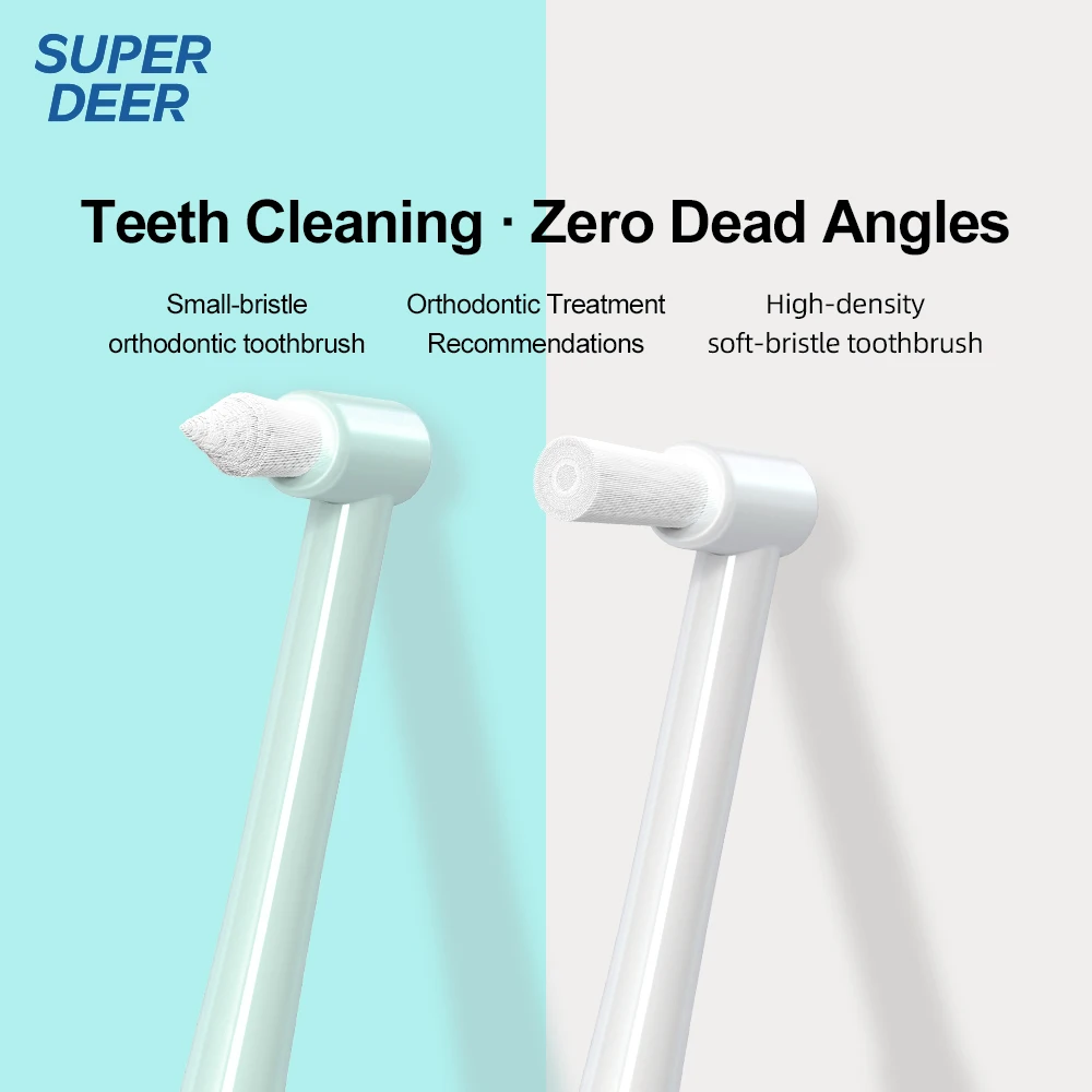 

Super Deer Orthodontic Toothbrush Pointed And Flat Head High-density Bristle Tooth Brush for Braces Daily Oral Care Tool 1/2PCS