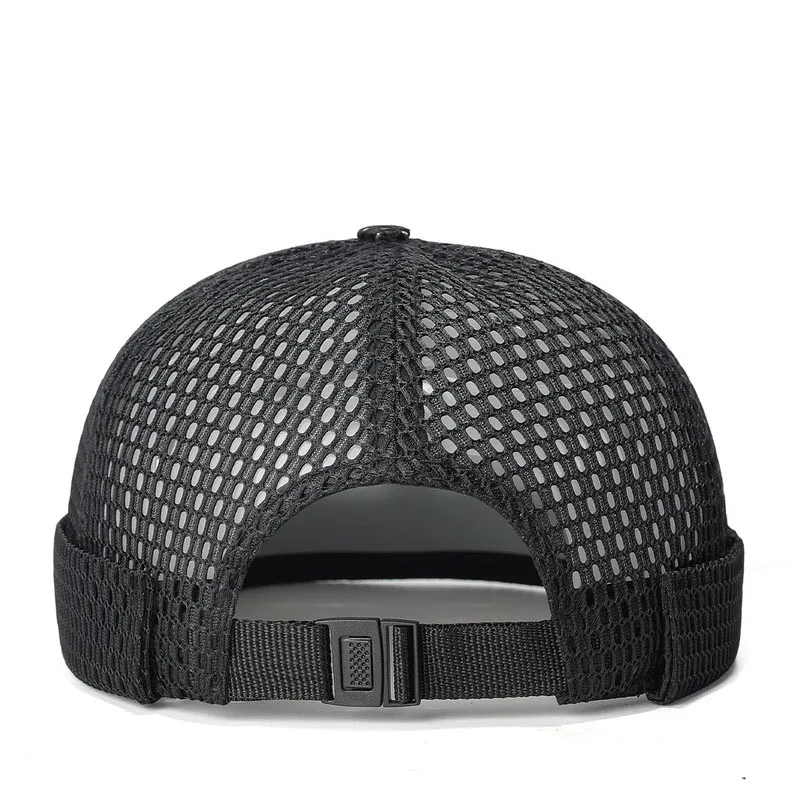 Lightweight Mesh Docker Cap Men Women Brimless Melon Hat Adjustable Streetwear Casual Skullcap