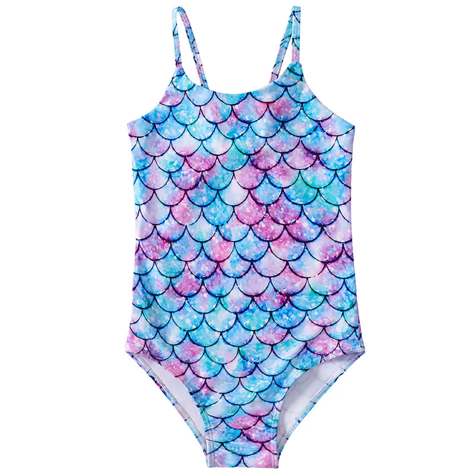 Baby Swimwear Girl Summer Swimming Beachwear Children Pool One Piece Kids Mermaid Clothes Sleeveless Straps Swimsuit 3-10 Years